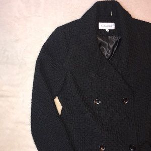 Calvin Klein | Double Breasted Black Pea Coat